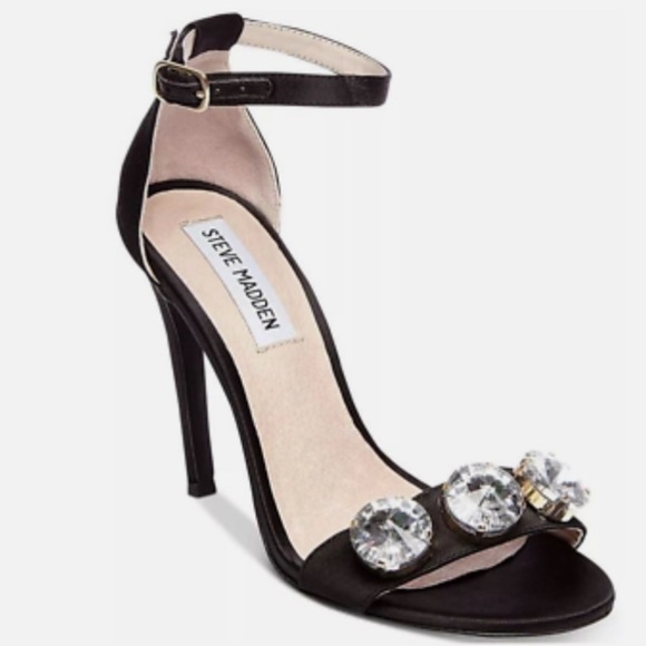 Steve Madden Fabulous Jeweled Black Satin Stiletto Heels 8.5 NEW - Picture 9 of 9